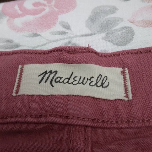 MADEWELL | High-Rise Denim Shorts: Garment-Dyed Button-Front Pink | Size 32 - Picture 6 of 10
